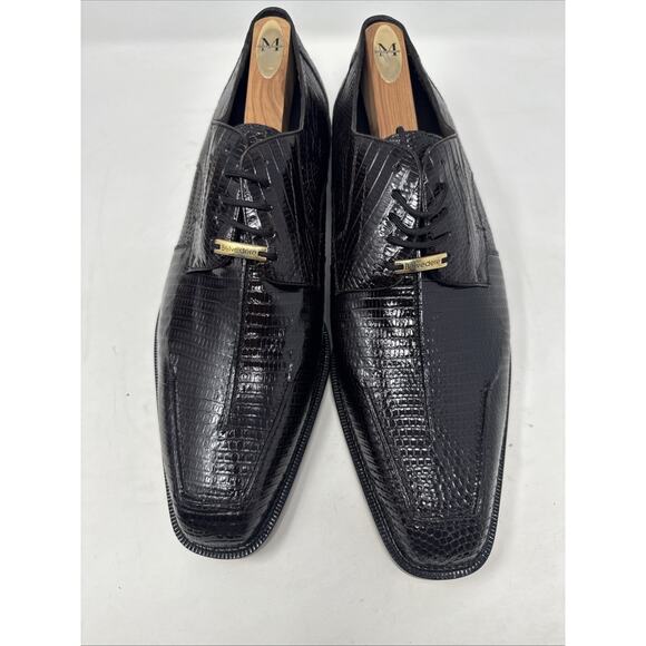 Studio BELVEDERE Genuine Lizard Leather Lace Up Men’s Shoes Size 14 D New In Box - Picture 2 of 12
